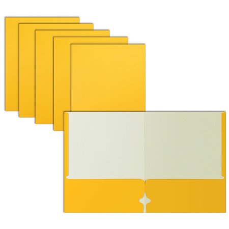 BETTER OFFICE PRODUCTS 2 Pocket Paper Folders Portfolio, Letter Size, Yellow, 50PK 80140